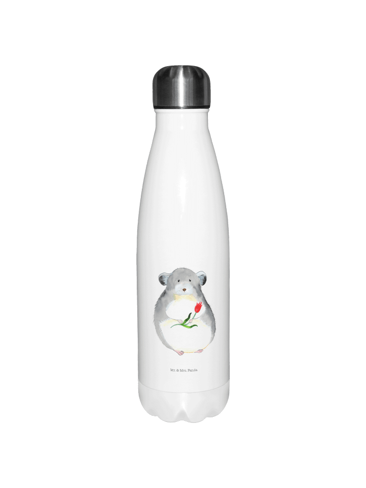 Trinkflasche Chinchilla Blume ohne Spruch in Weiß