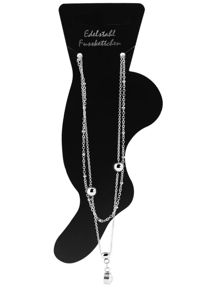Damen Armband aus Edelstahl mit Strass Steinchen 24+5 cm in silber