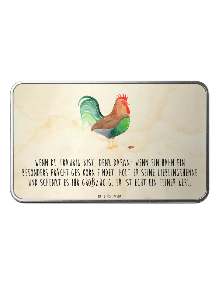 Aufbewahrungsbox Hahn Korn mit Spruch in Vintage