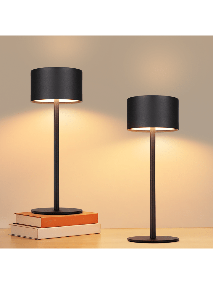 2er-Set Tischleuchte LED in schwarz rund Touch Dimmbar Tragbare Kabellos