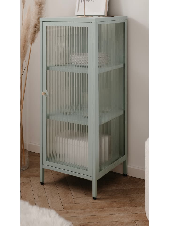 Kommode Metall mintgrün 40 cm, Vitrine mit stabilem Metallgestell