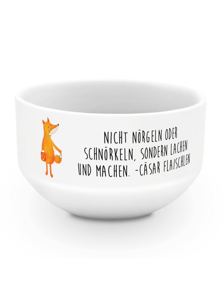 Müslischale Fuchs Laterne mit Spruch in Weiß