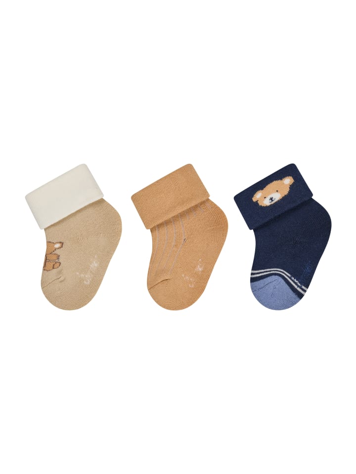Baby Socken 3er-Pack Bär in sand