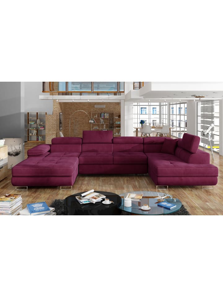 Rodri Recamiere Rechts in Weinrot -  (L) 202 x (B) 345 x (H) 90 cm