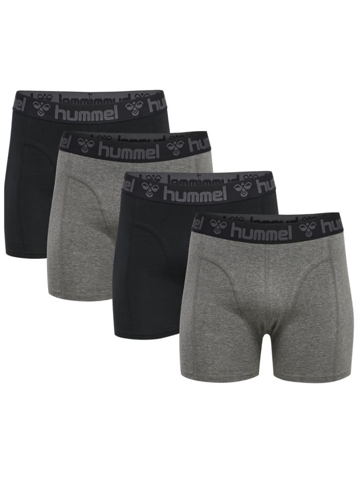 Boxershorts 4er-Pack elastischer Bund Jersey-Stoff in Schwarz-Dunkelgrau