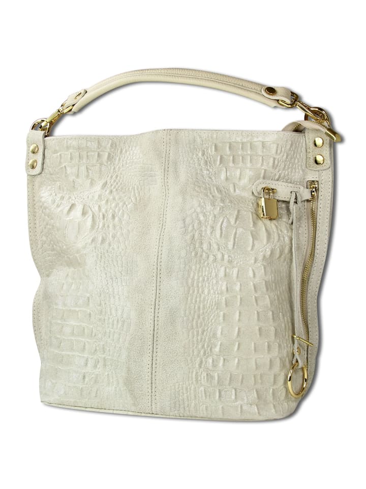 Toscanto Beuteltasche, Shopper Leder beige ca. 41cm