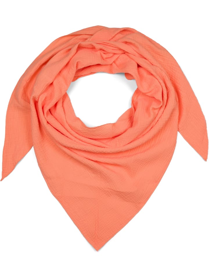 Einfarbiger Musselin Dreiecksschal in Apricot