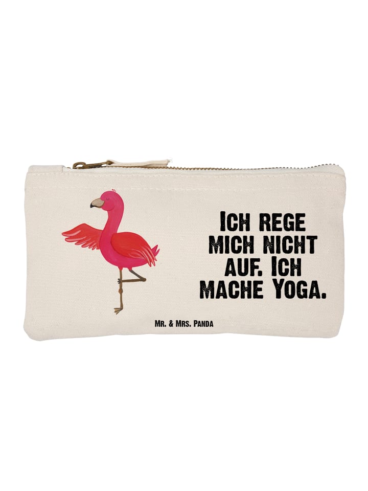 Etui Flamingo Yoga mit Spruch in Weiß