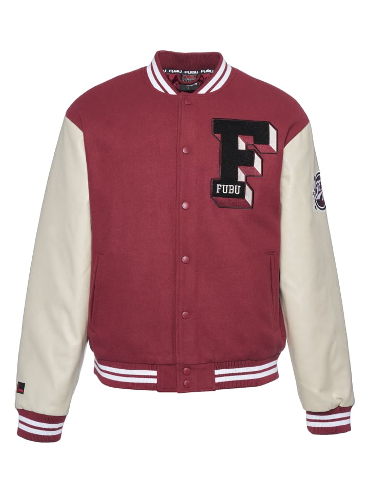 College Jacket in dark red/creme/black