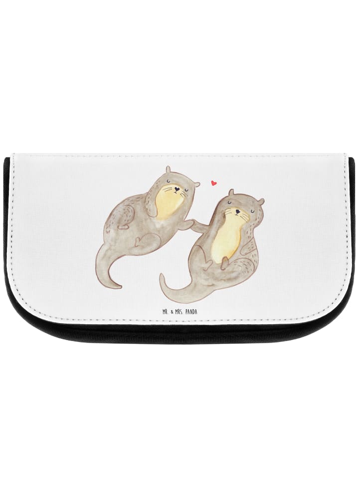 Kulturtasche Otter Hände halten ohne Spruch in Weiß