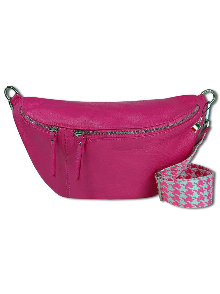 Gürteltasche Leder pink ca. 37cm
