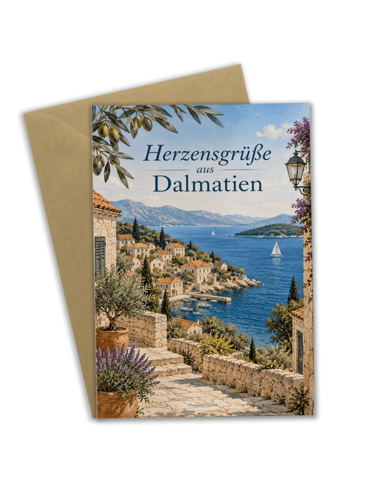 Glückwunschkarte Küstenlandschaft elegant Desig... in Weiß