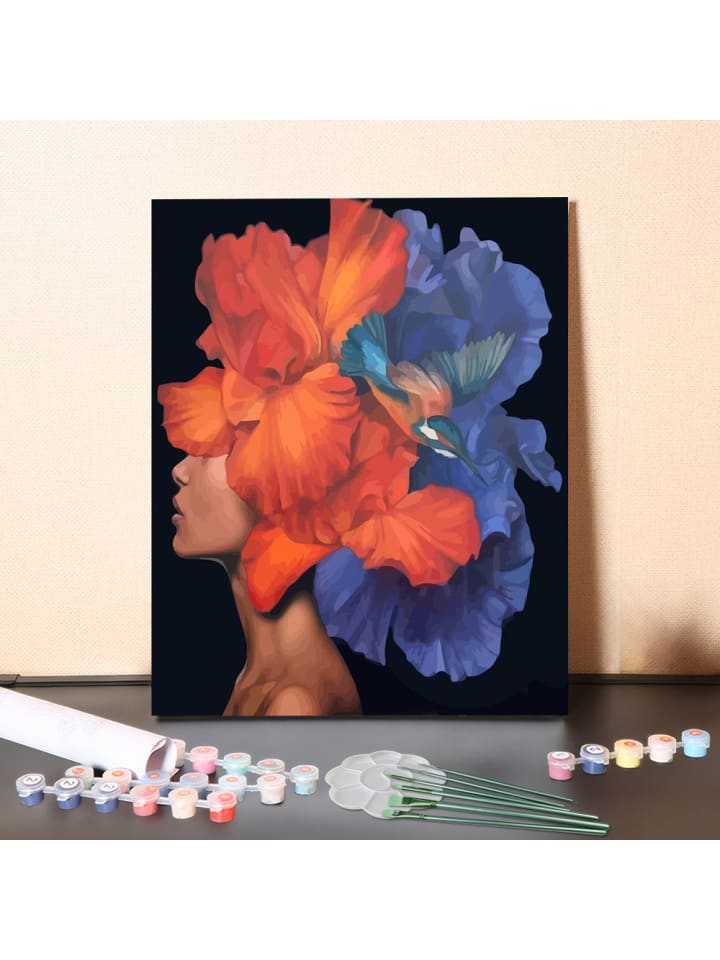 DIY Malen nach Zahlen Set-"Kolibri im Blütenmeer" 