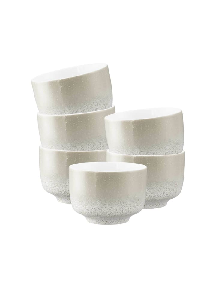 6er Set Milchkaffeetassen ohne Henkel Sento Home in Aura Cream 350 ml