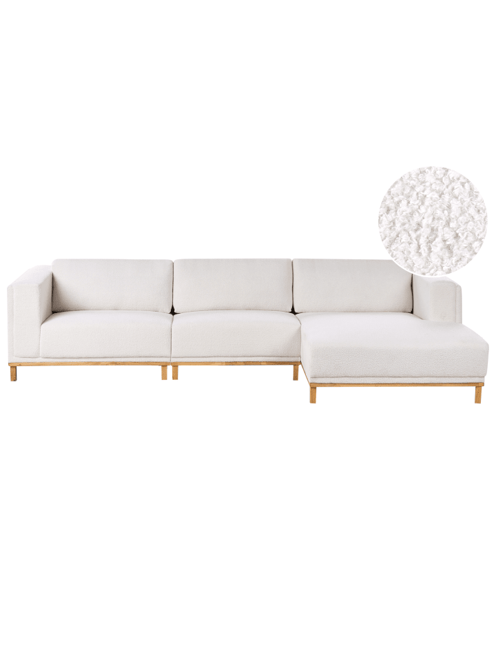 Ecksofa VENG in Weiß/Braun - (W) 347 x (H) 84 x (L) 156 cm linksseitig