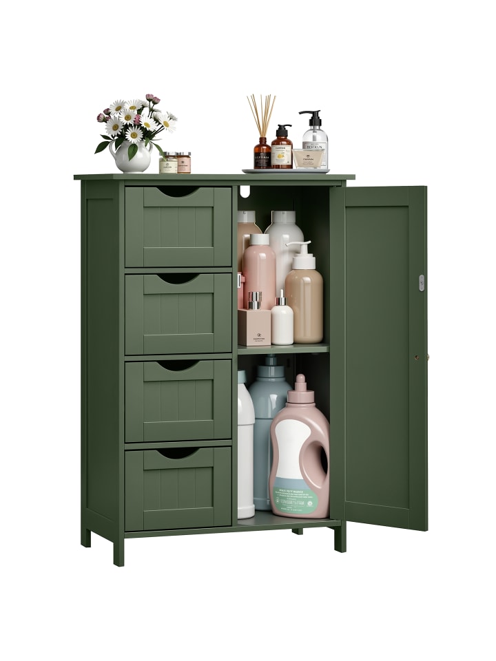 Badezimmerschrank Sofie in Waldgrün - (B)30 x (H)82 x (T)55 cm