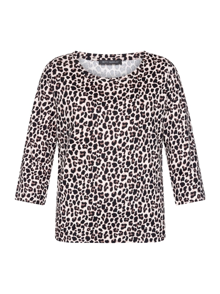Basic Shirt mit Placement in Beige/Braun