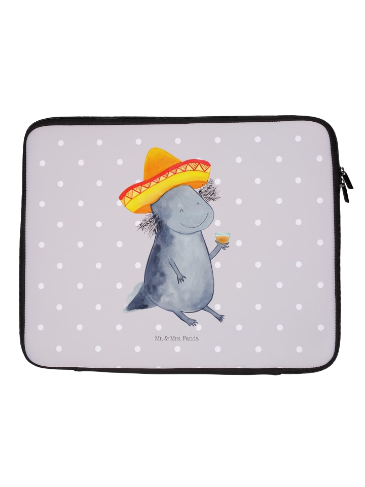 Laptoptasche Axolotl Tequila ohne Spruch in Grau Pastell