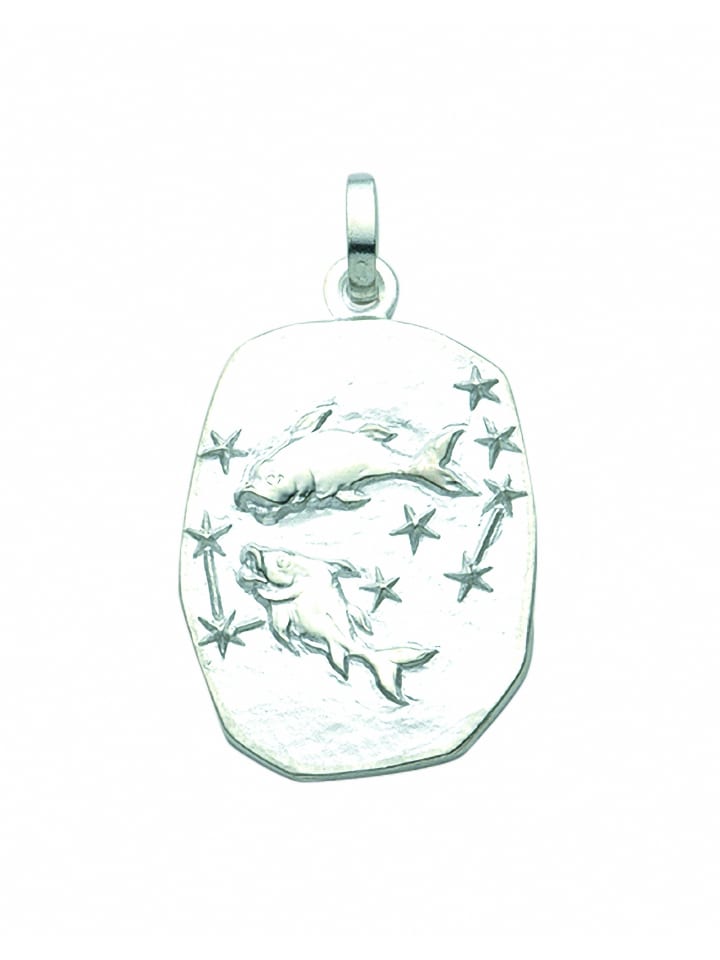 Damen & Herren 925 Silber Sternzeichen Anhänger Fisch in silber