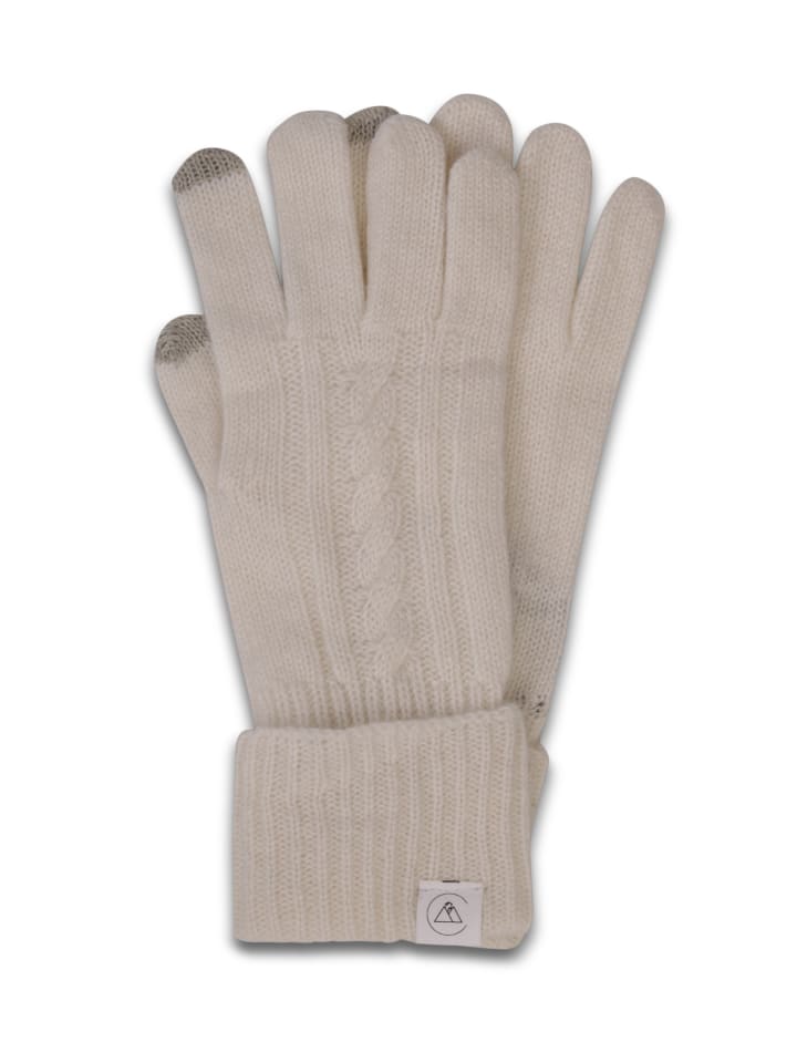 Bio Handschuhe mit Zopfmuster in Weiss