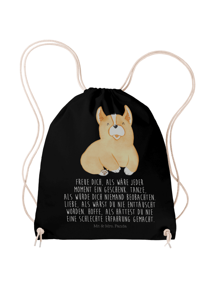 Stoffbeutel Corgie mit Spruch in Schwarz