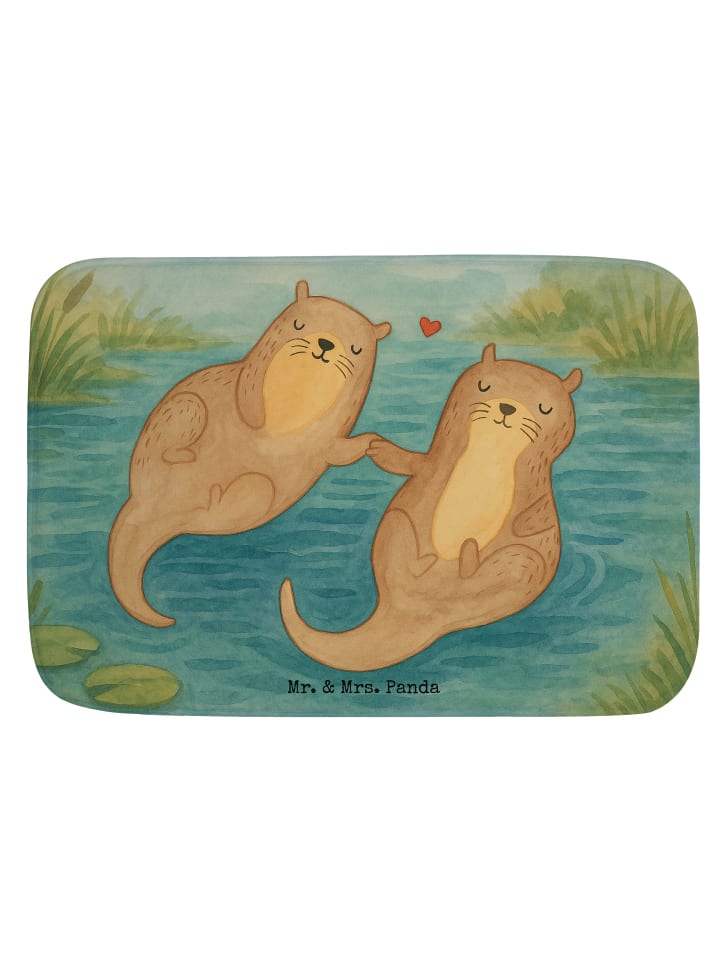 Badematte Otter Hände halten Design ohne Spruch in Weiß