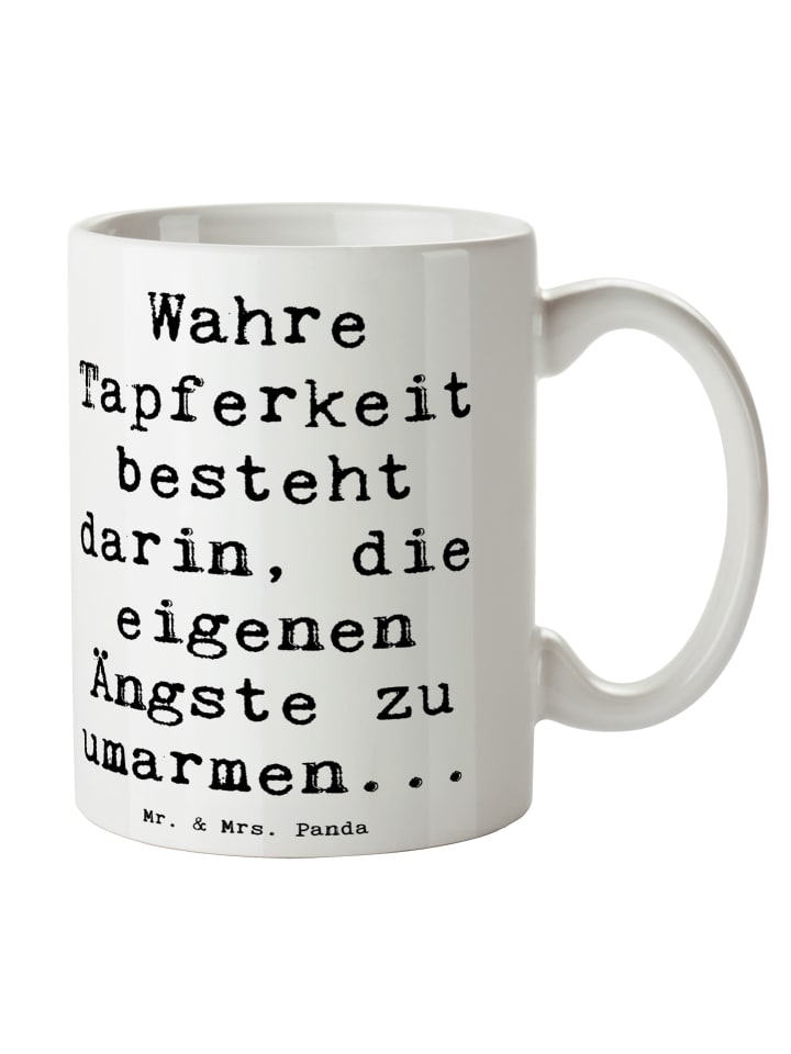 Tasse Spruch Tapferkeit Umarmung mit Spruch in Weiß