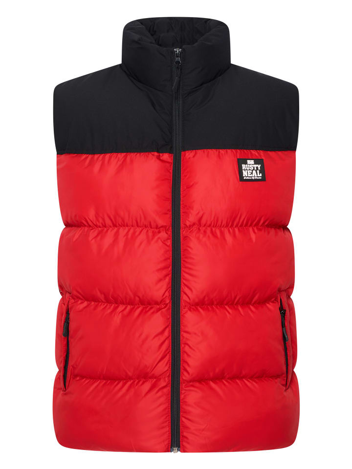 Gepolsterte Colorblock Puffer-Steppweste Warm Outdoor in Rot