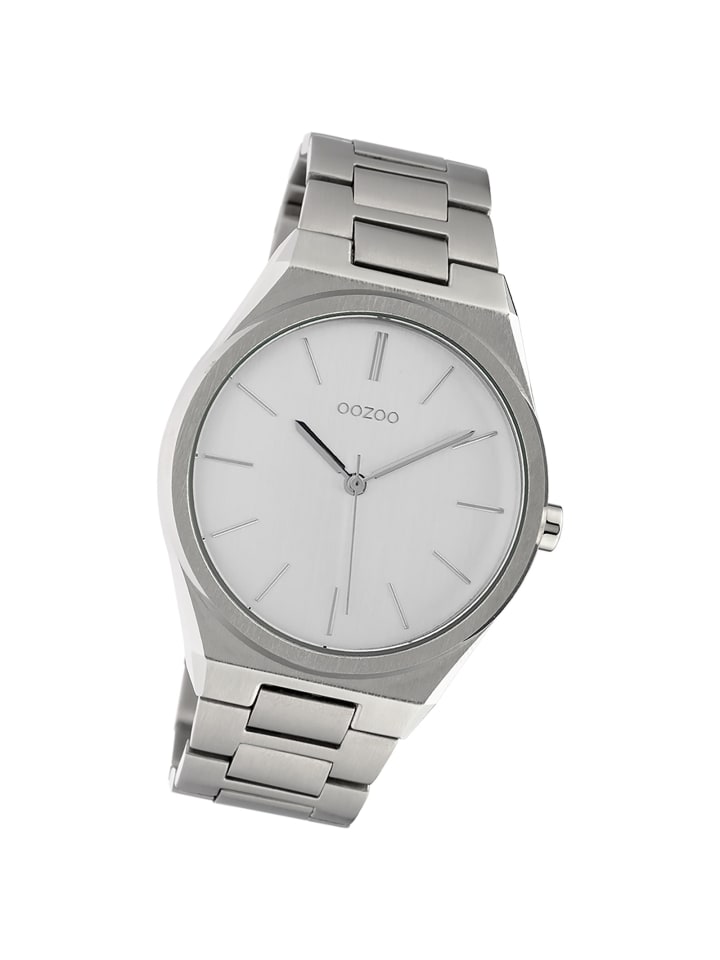 Analog-Armbanduhr Oozoo Vintage Series silber groß (ca. 40mm)