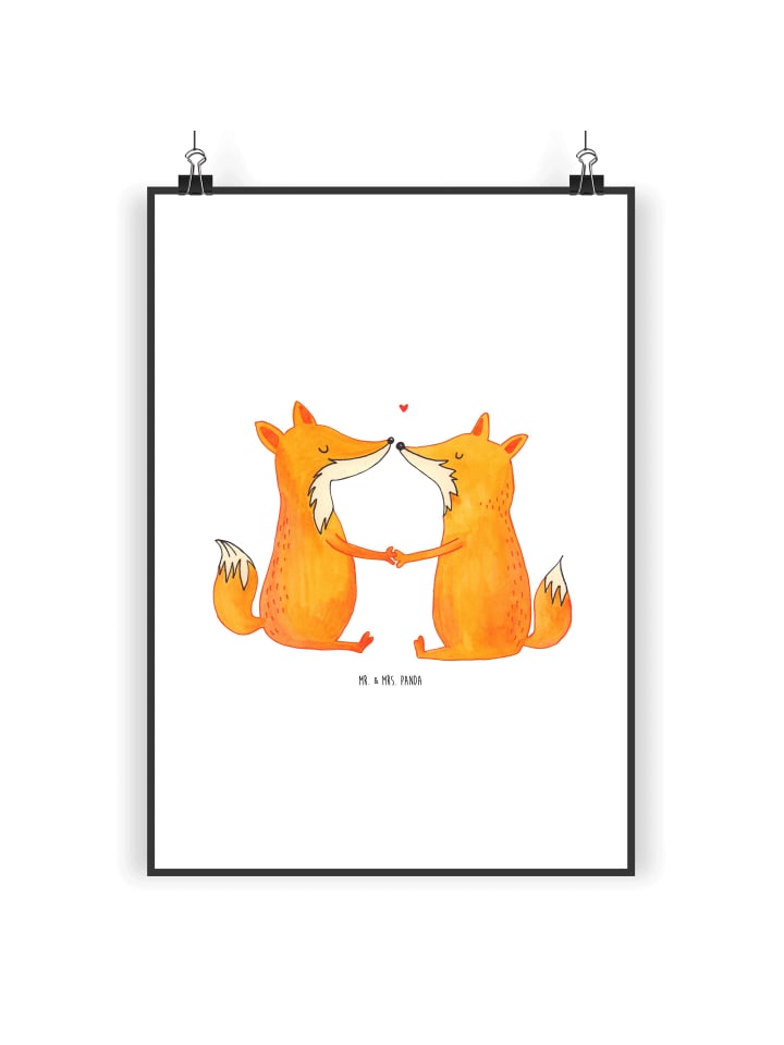 Poster Füchse Liebe ohne Spruch in Weiß