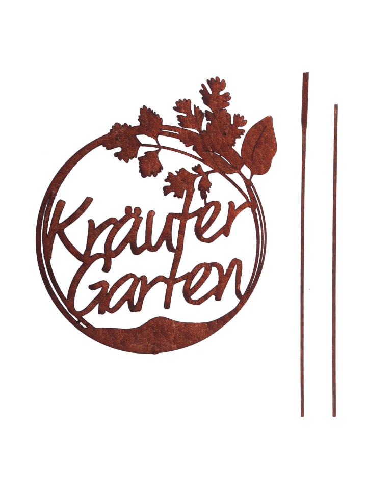 Gartenstecker Rost Kräutergarten in Braun