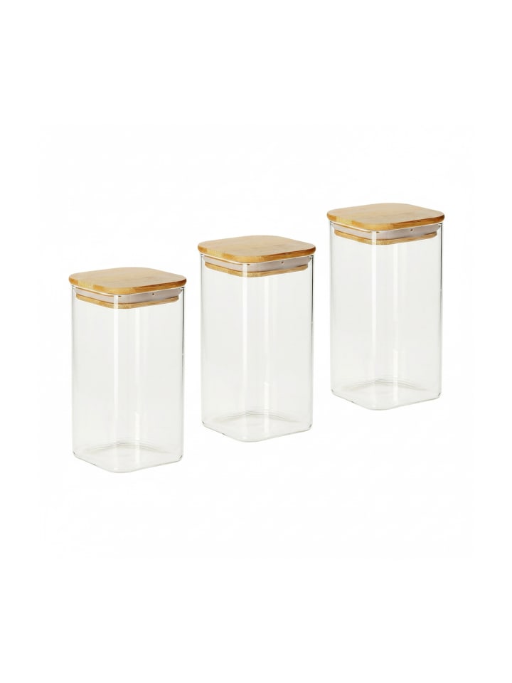 3 x Vorratsglas in Transparent/ Natur - 1500 ml
