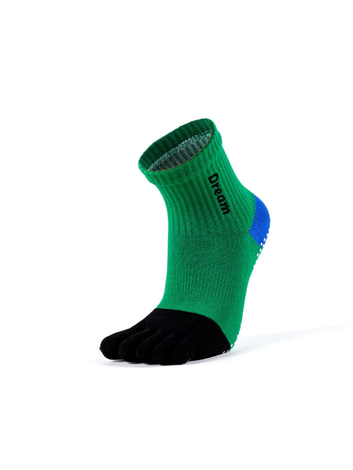 Yoga-/Pilates-Zehensocken mit Stickerei – Anti-Rutsch in Grün/Schwarz