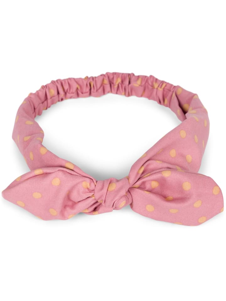 Haarband mit Punkte Muster und Schleife in Altrose-Beige