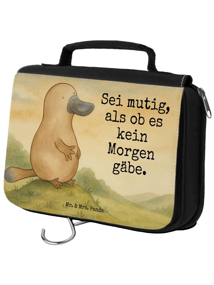 Toiletry Bag Schnabeltier Mut Design mit Spruch in Weiß