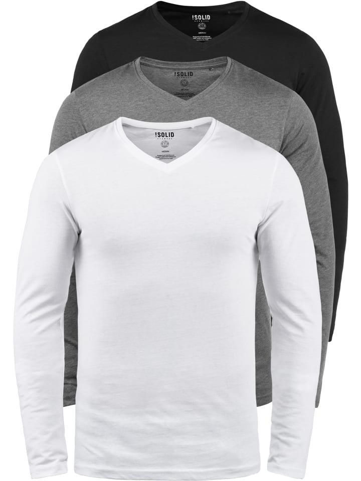 Langarmshirt SDBasil in Weiß/Grau/Schwarz