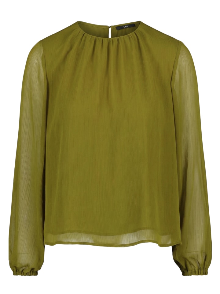 Chiffonbluse mit Crinkle-Effekt in Fir Green