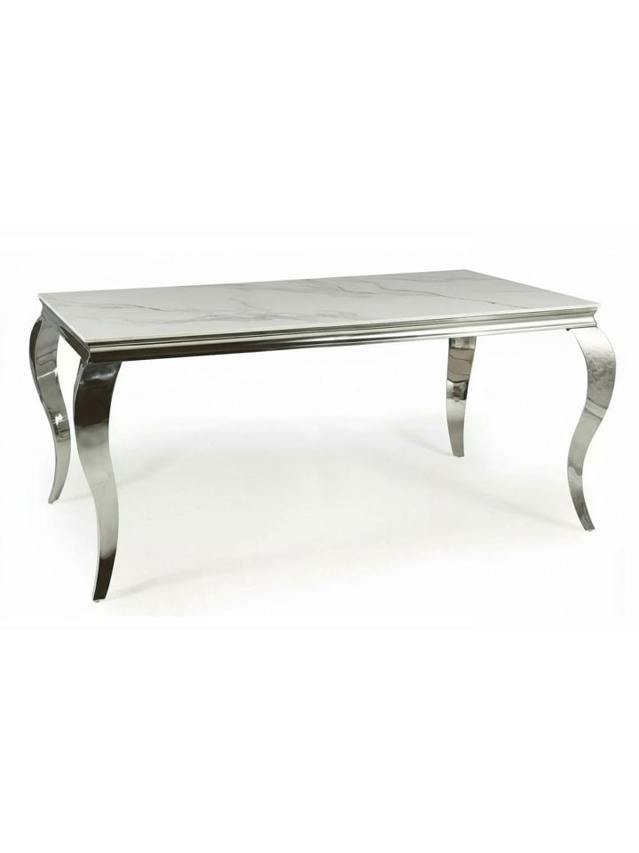 Esstisch Prince Weiß Marmor / Chrom 180 / 90 / 75cm