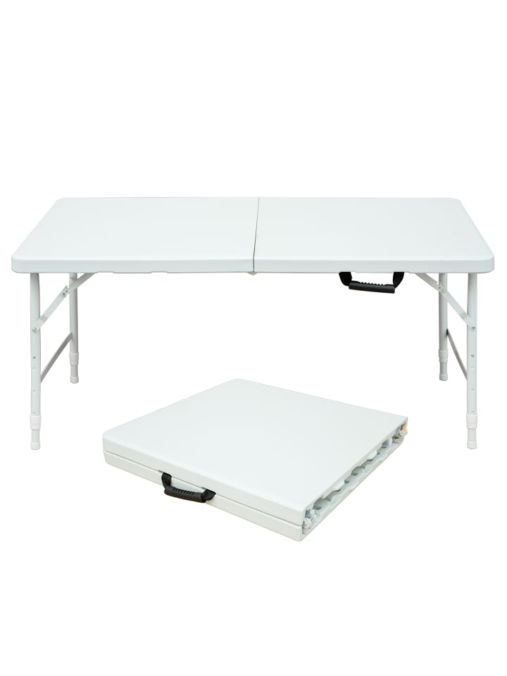 Gartentisch in Weiß 25 cm höhenverstellbar 135 kg Tragkraft für Camping