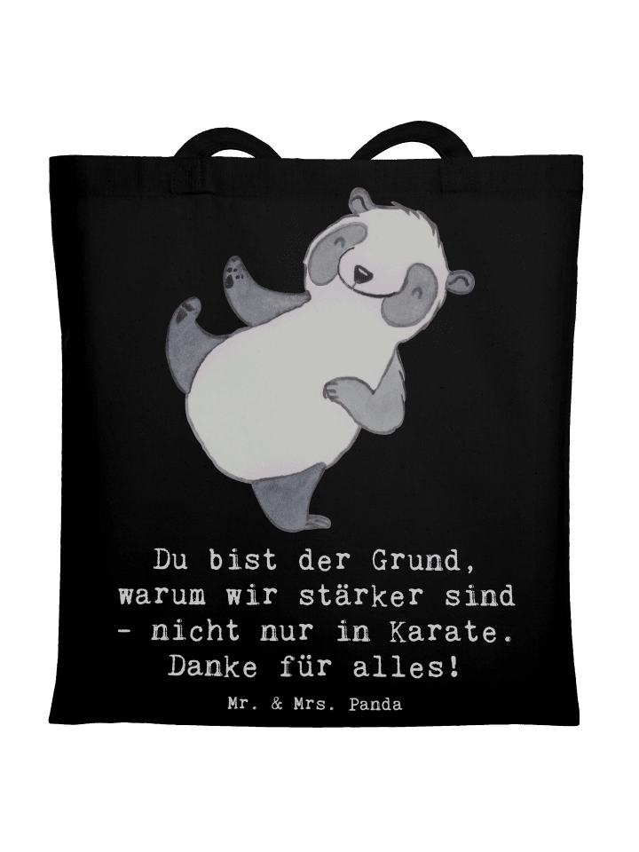 Tragetasche Karate Trainerin Stärke mit Spruch in Schwarz