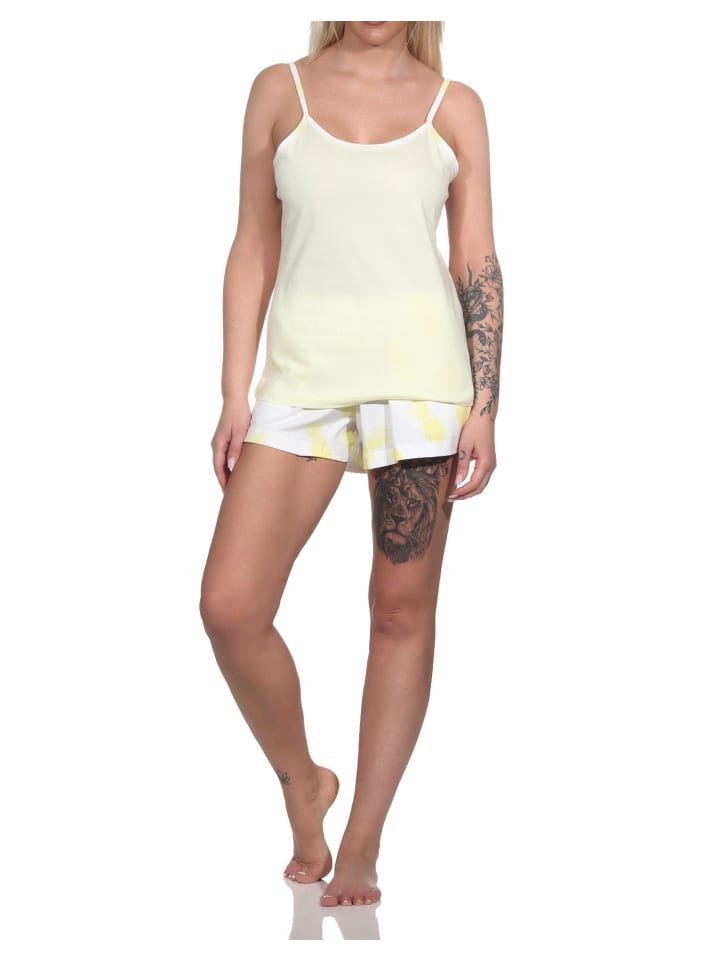 SSpaghettiträgerSchlafanzug Shorty Pyjama Ananas - 79169 in gelb