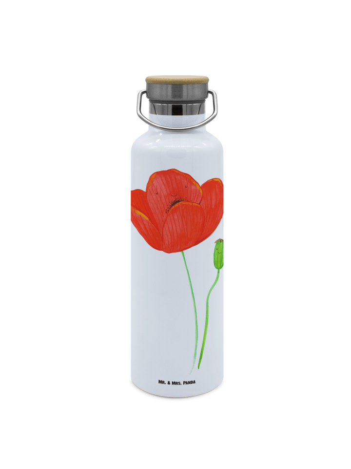 Isolierte Trinkflasche Blume Mohnblume ohne Spruch in Weiß