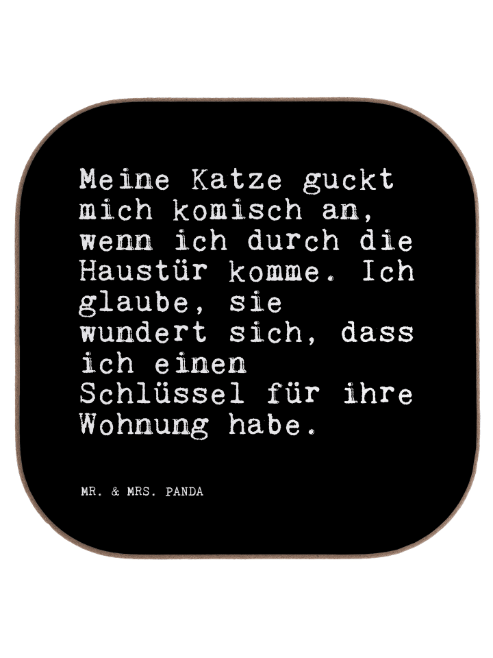 Getränkeuntersetzer Meine Katze guckt mich... m... in Schwarz
