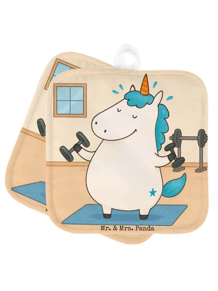 Topflappen Einhorn Fitness Design ohne Spruch in Weiß