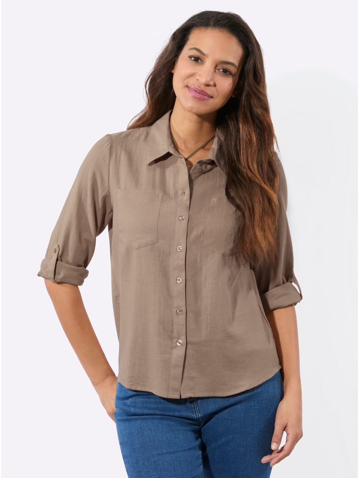 Flanell-Bluse in beige