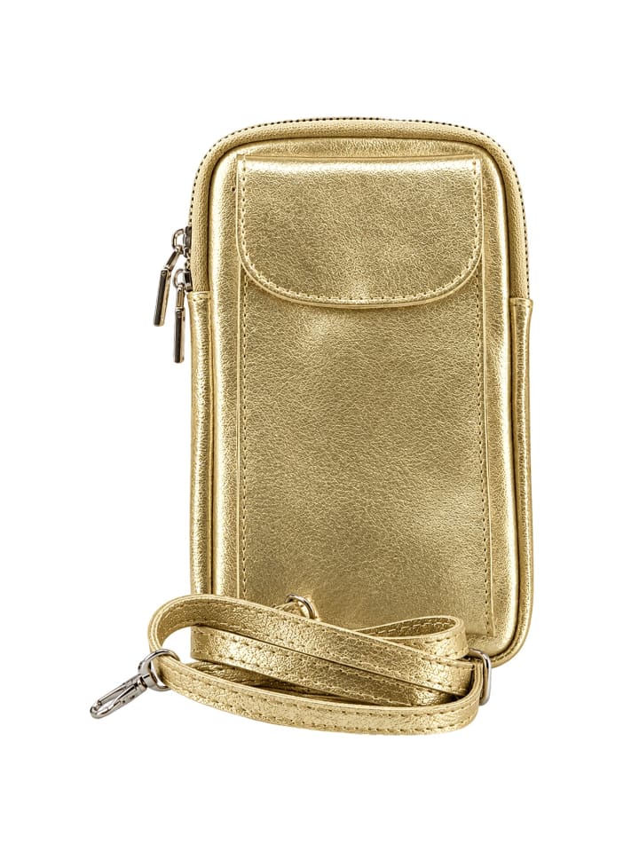 Toscanto Umhängetasche, Handtasche Leder gold ca. 12cm