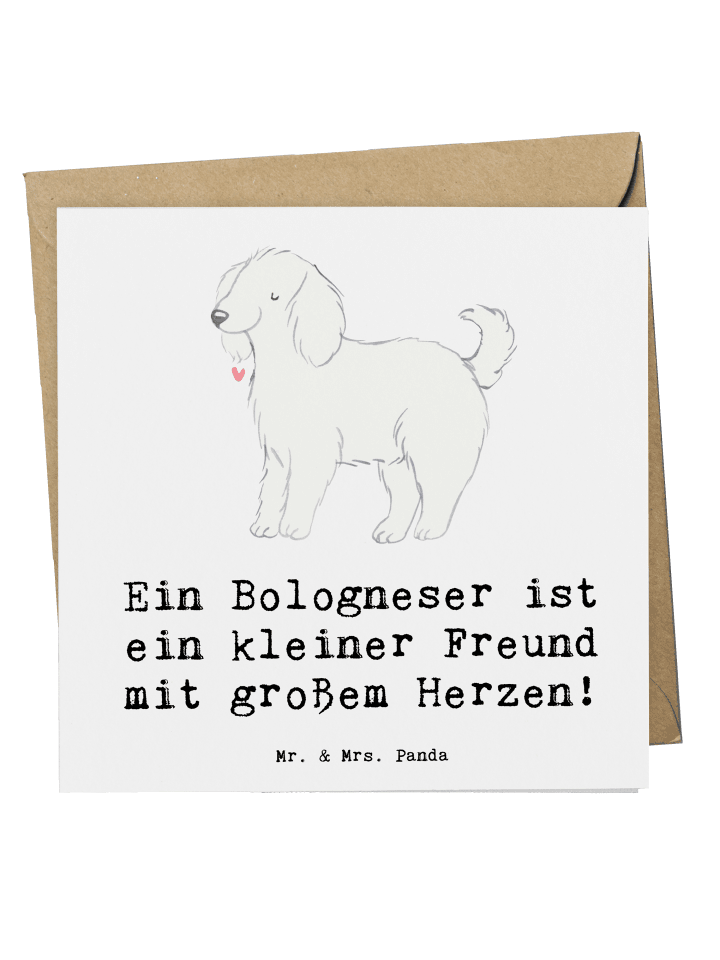 Deluxe Karte Bologneser Herzfreund mit Spruch in Weiß