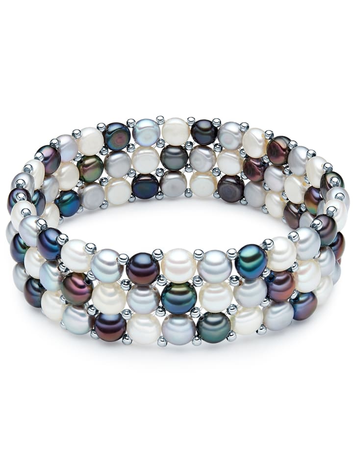 Armband aus Messing mit Süßwasser-Zuchtperle in multicolor