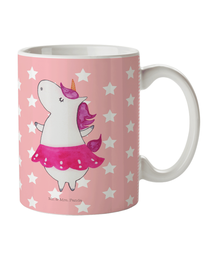 Tasse Einhorn Ballerina ohne Spruch in Rot Pastell