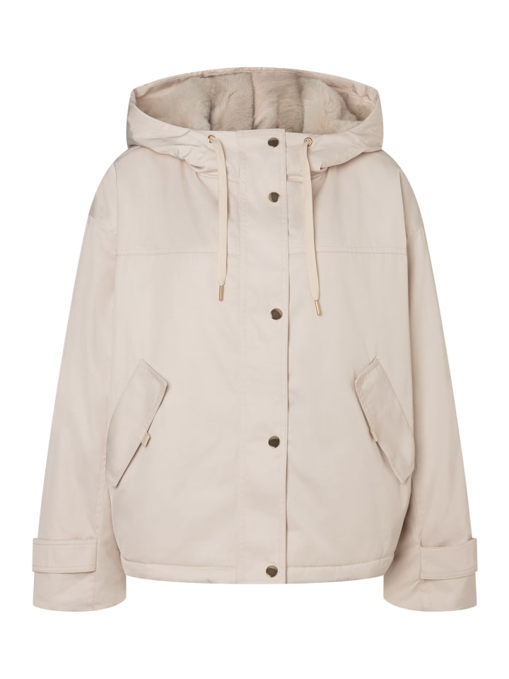 coole, kurze Jacke, Kapuze in powder cream
